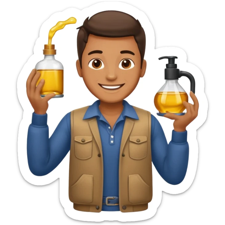 oil massage emoji men wearing clothing and applying oil sticker