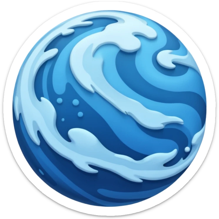 Can you make me an emoji of a blue planet? Without a face, an actual planet. I like messy irregular and not equal small swirls of different shades of blue but no clouds and no rings on the planet  sticker