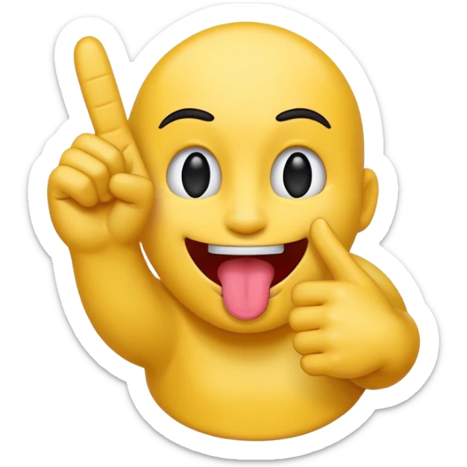 emoji with tongue sticking out and one hand touching middle finger and thumb sticker