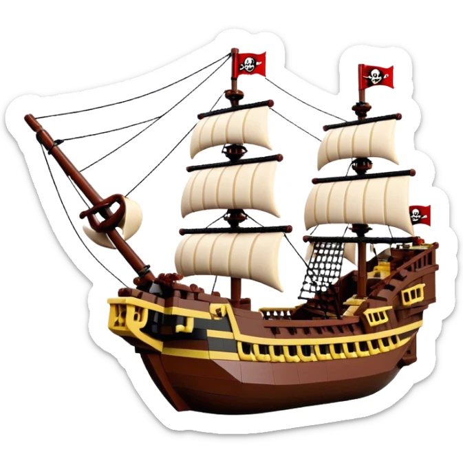 Pirate Ship (Toy) - Lego Pirate Ship (Model Year: 2021) (Iconic colour: Brown with red sails) sticker