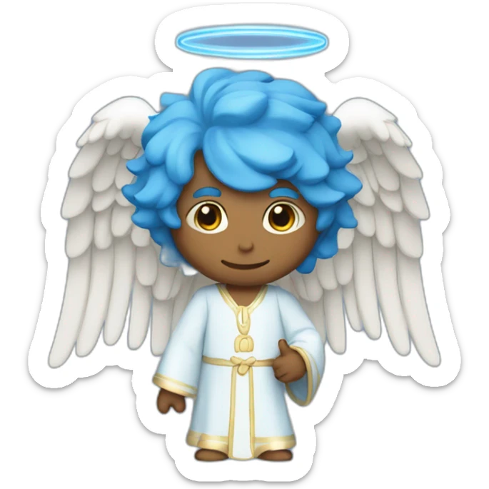 Male Angel with blue hair and blue robes sticker