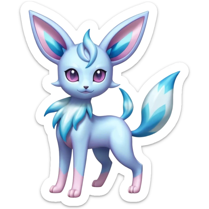 Shiny Cool Sparkly Cute Ethereal Espeon-Sylveon-Glaceon-Fakemon-hybrid-fusion- full body sticker