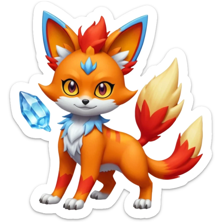Torracat-Amaura-Fennekin-Fakémon-Digimon-fusion (full body) sticker