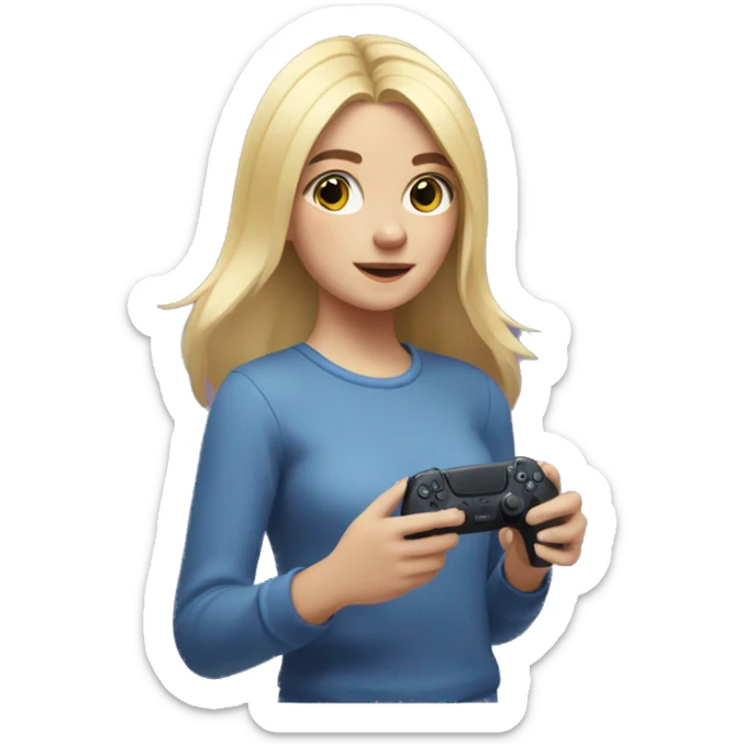 Blonde girl playing with a PS5 DualSense  sticker