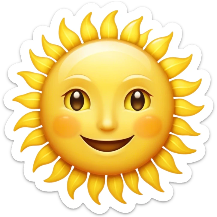 a really bright  big sun and a small moon who shines because of it. the sun is bigger and the tiny \moon bright too beside it smiling looking at each other sticker