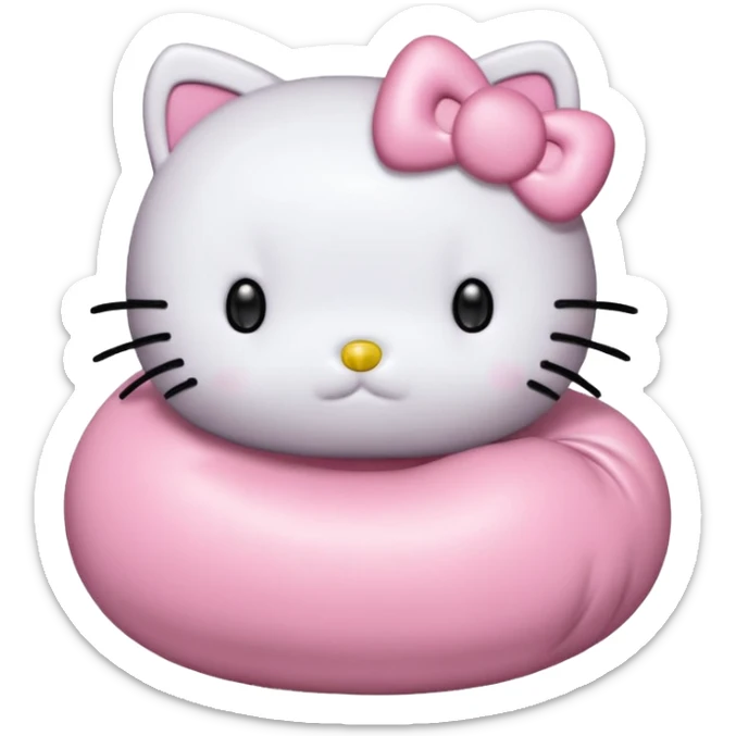 Crea una foca anillada gordita con aspecto tierno, lleva un moño rosado con tonos pasteles (como referencia el lazo de hello kitty rosado) sticker