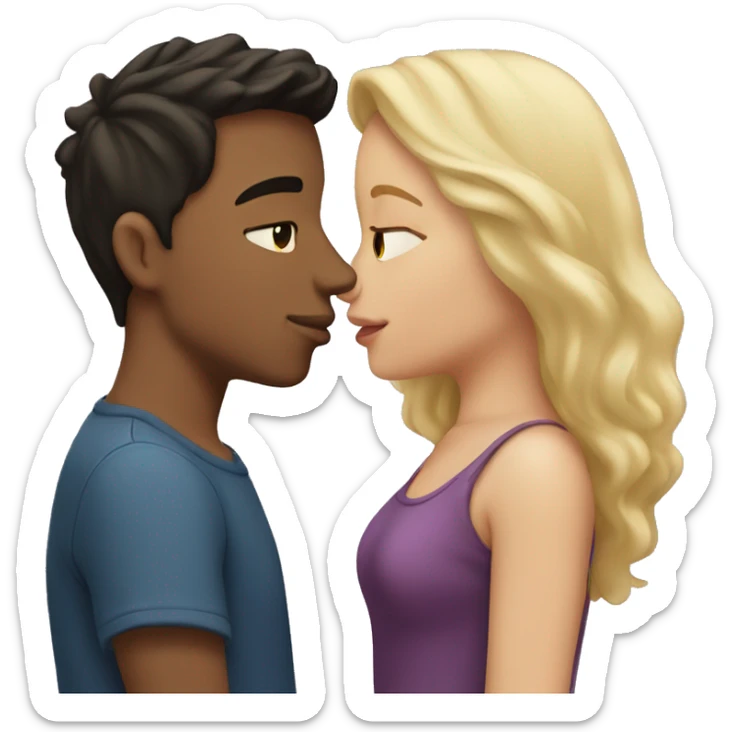 Two people kissing, boy with dark hair and girl with blonde hair, both light skin sticker