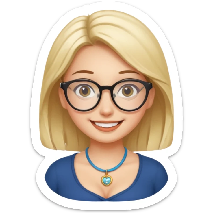 girl naked big boobs with eye glasses and charm sticker