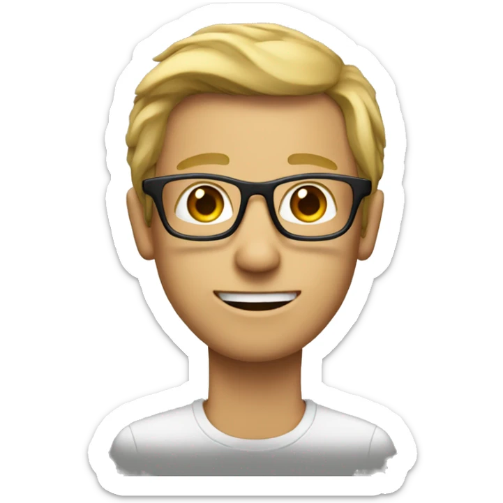 A guy with dirty blonde hair and a long neck with glasses on sticker