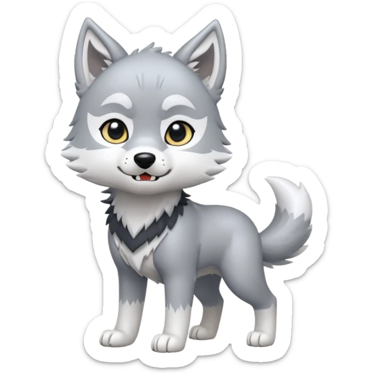 Toony Chibi Ginga Nagareboshi Gin/Silver Fang the wolf (full body) (feral) (4 legs) (canine) sticker
