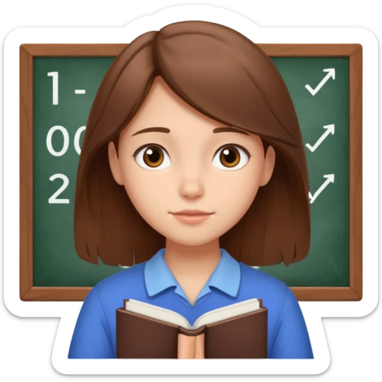 determined shy girl who is dreaming of 100% on her exam  brown hair sticker