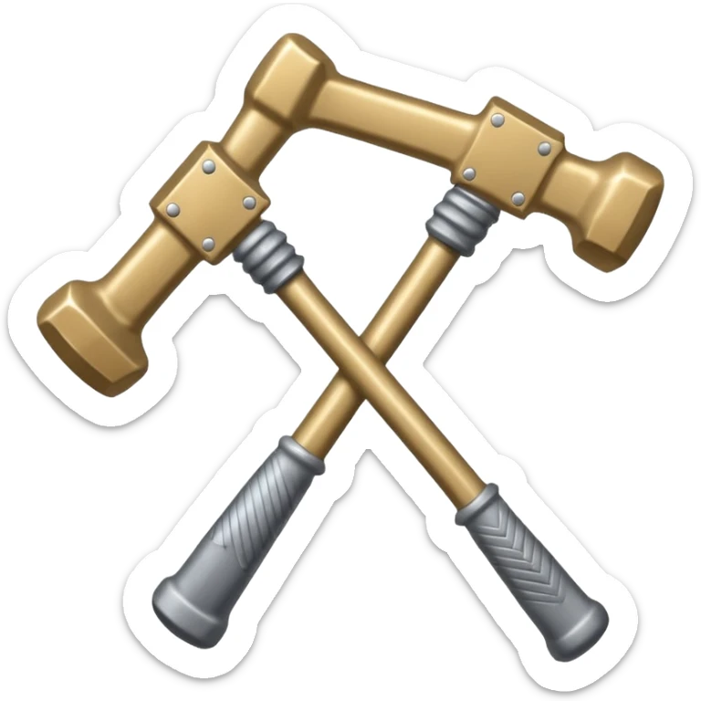 two hammers crossed over each other and a ticekt behind both of them. it has to be the simplest possible sticker