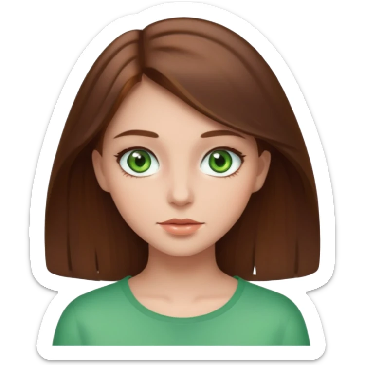 Clean girl whit brown hair and green eyes sticker