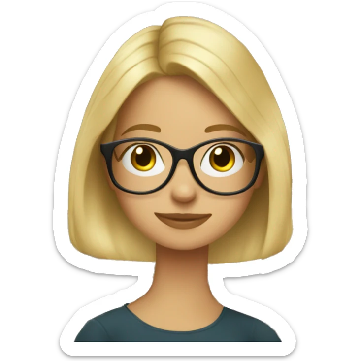Blonde girl wearing glasses sitting in the library surrounded by books  sticker