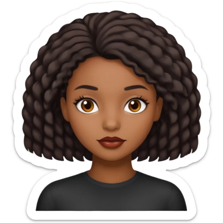 Black girl, cabelo cacheado curto, com os olhos castanhos escuro, lábios médio sticker