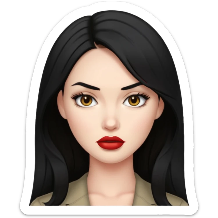 “Emoji girl, femme fatale, black hair. megan fox vibes sticker