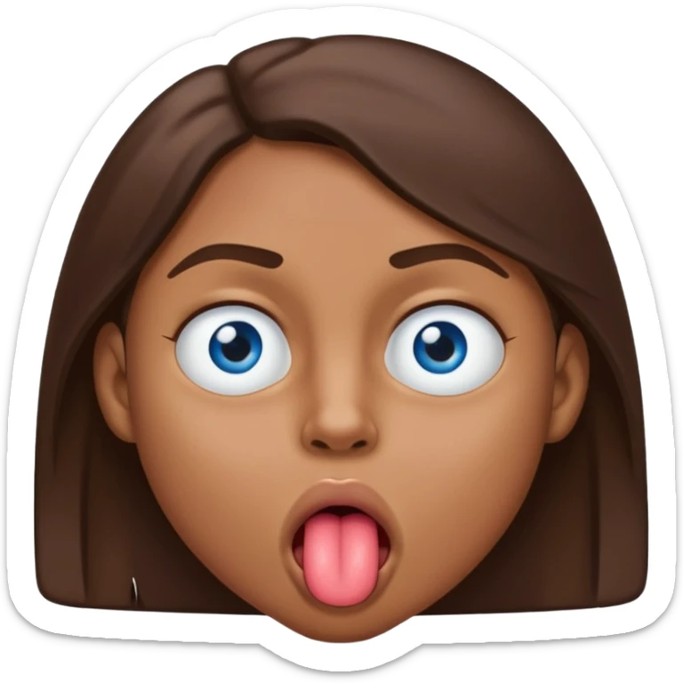 Quelqun de brun au yeux bleu qui tire la langue sur le coter de la bouche et regarde mal sticker