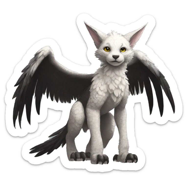 Anthro cool edgy Trico winged animal hybrid full body sticker