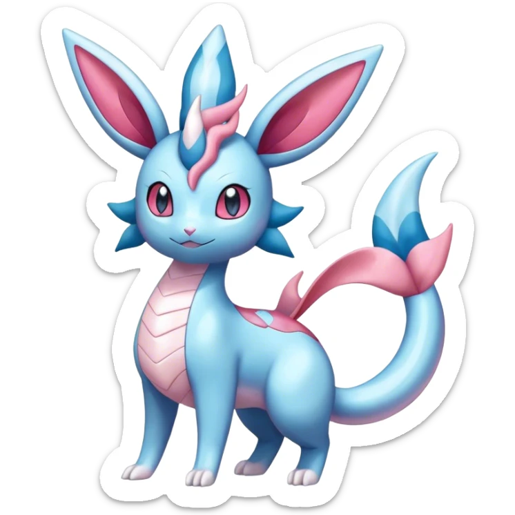 Shiny Cute Milotic-Sylveon-Glaceon-Vaporeon-Dragonair-Pokémon-hybrid-fusion full body sticker