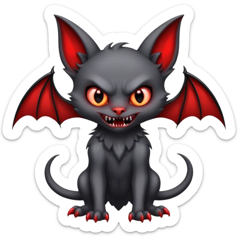 Cute cool edgy evil wholesome vampiric bat-demon-feline-hybrid-creature, full body sticker