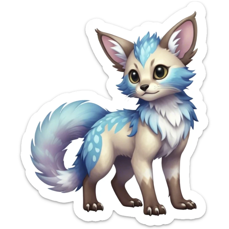 Epic Feral Rare Fantasy shiny pastel Vernid-Trico-species by LiLaiRa, random markings, tufted tail, tufted ears, full body sticker