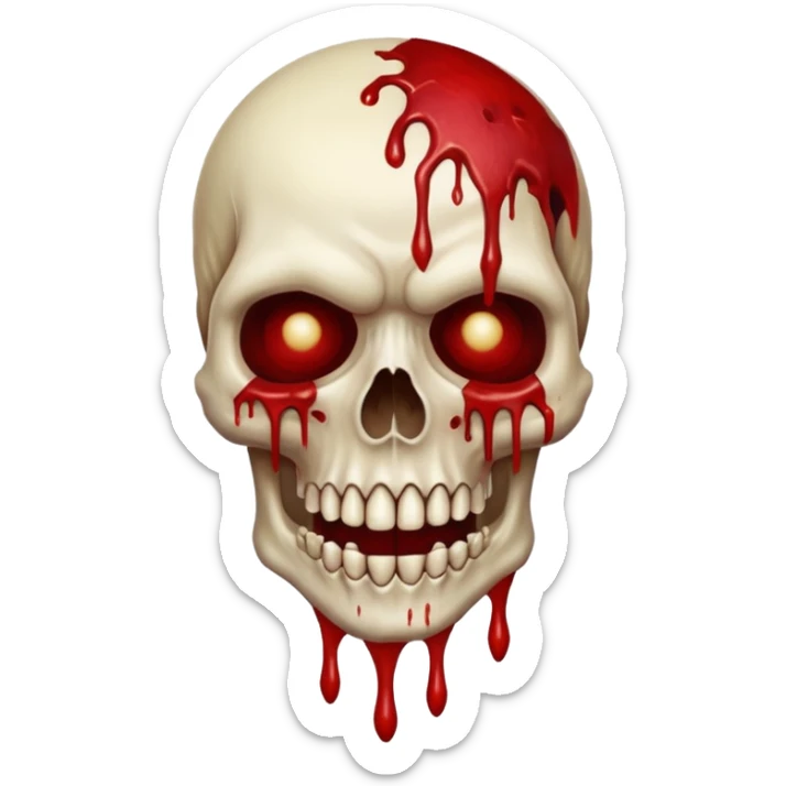 A Hideous mutated monster covered in rotton flesh and bloodin the style of your bleeding skull art, full body sticker