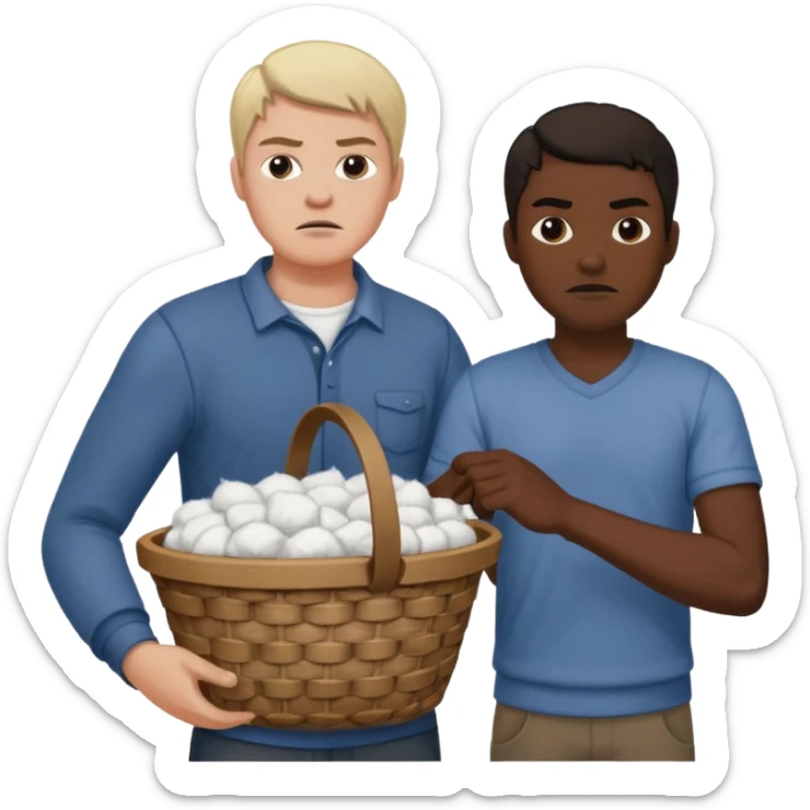 White person whipping black person carrying a basket of cotton sticker