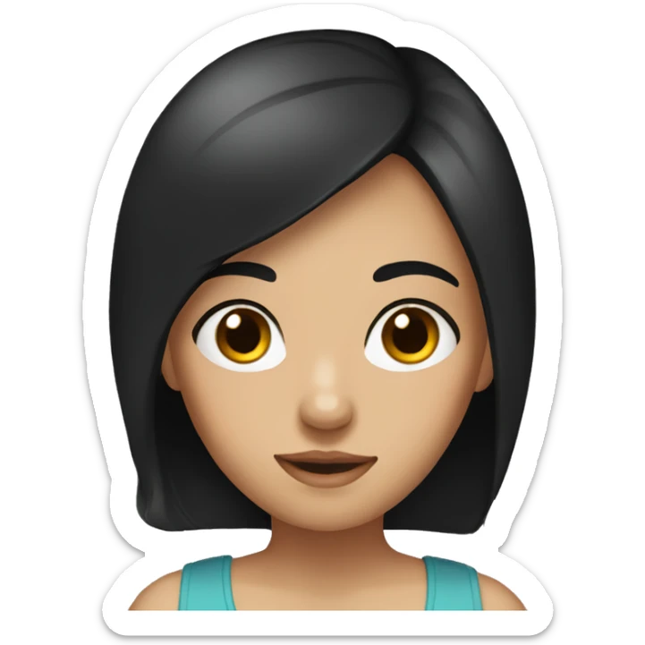  girl with straight black hair and dark brown eyes sticker