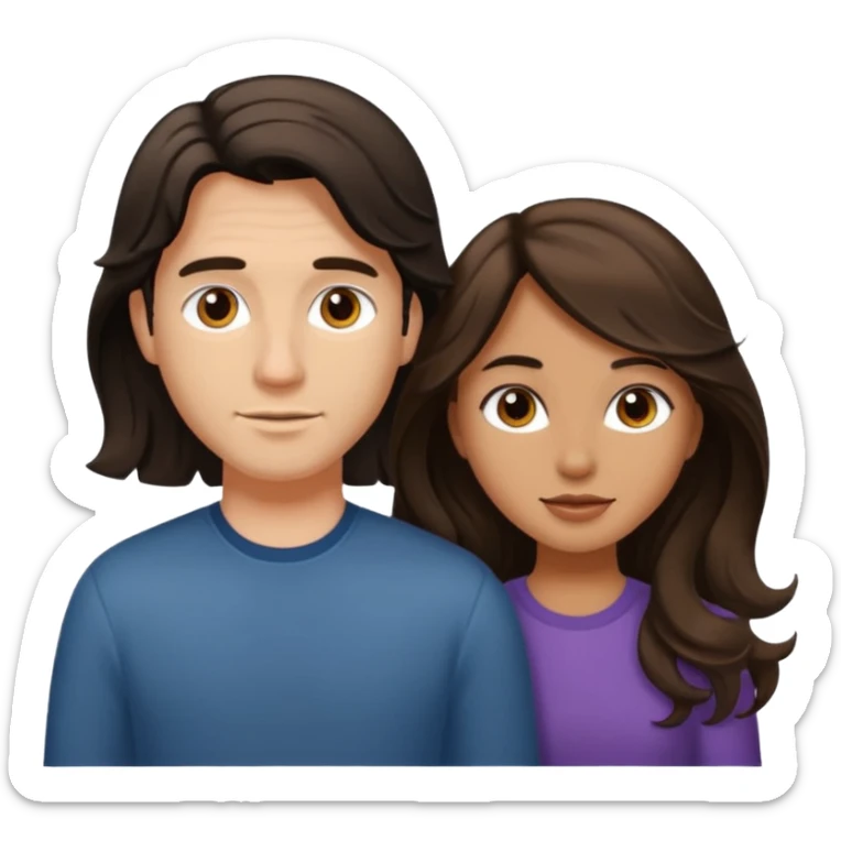 a pretty tan bratz girl with long brown hair and white bratz man with short wavy black hair sticker