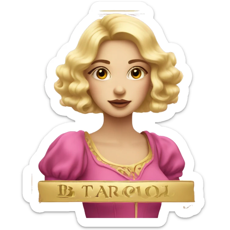 Blonde beautiful girl with pink pink tarot gold cards sticker