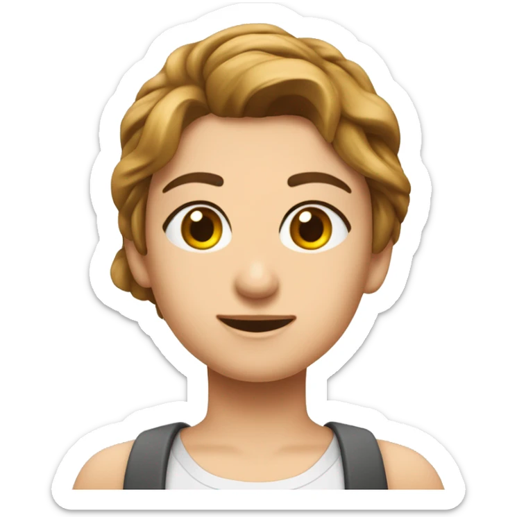 Kızıl kıvırcık uzun saçlı hazel gözlü beyaz tenli emoji sticker