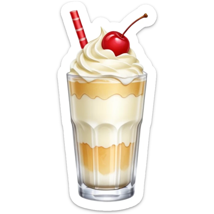 Japanese Cream soda clear glass with ice and vanila + cherry on top sticker