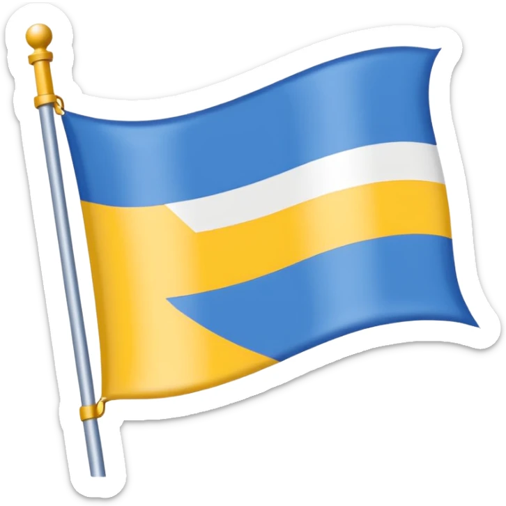 Nur drei Balken zur Seite oben blau in der Mitte weiß und dann unten gelb als  eine Flagge  sticker