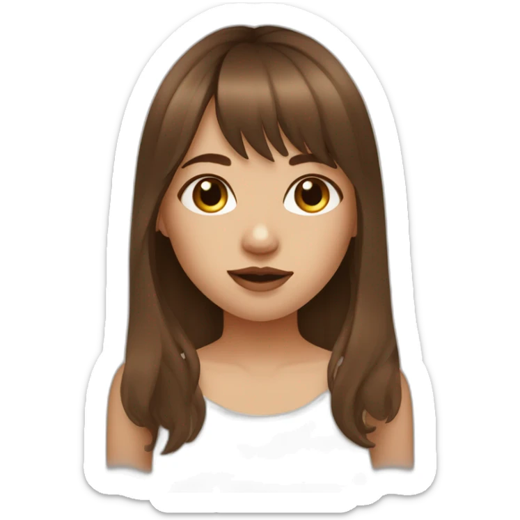 a girl with brown hair and bangs and a septum ring in her nose sticker