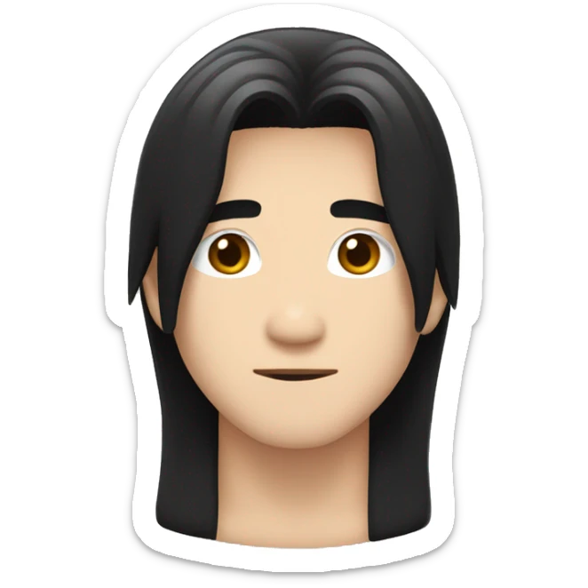 white skin color japanese man with black middle long hair, make it from shoulders and create only one emoji sticker