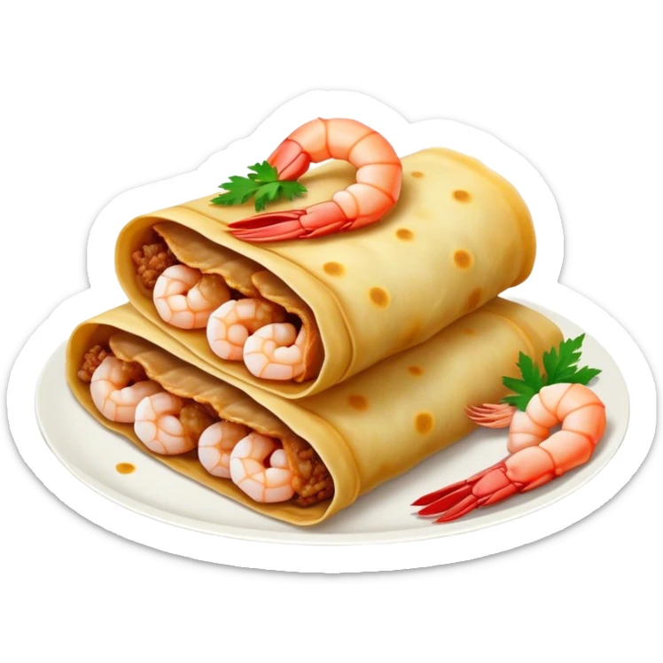 Bánh Xèo Cinematic Realistic Bánh Xèo Dish Emoji, depicted as a crispy, folded crepe filled with shrimp and pork, rendered with dynamic textures and vibrant, appetizing lighting. sticker
