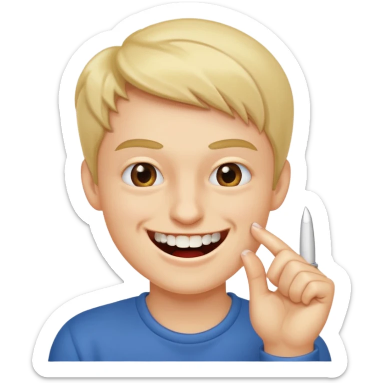 Emoji gêne et content qui mort un seule ongle Et on voit ses dents plus flatter  sticker