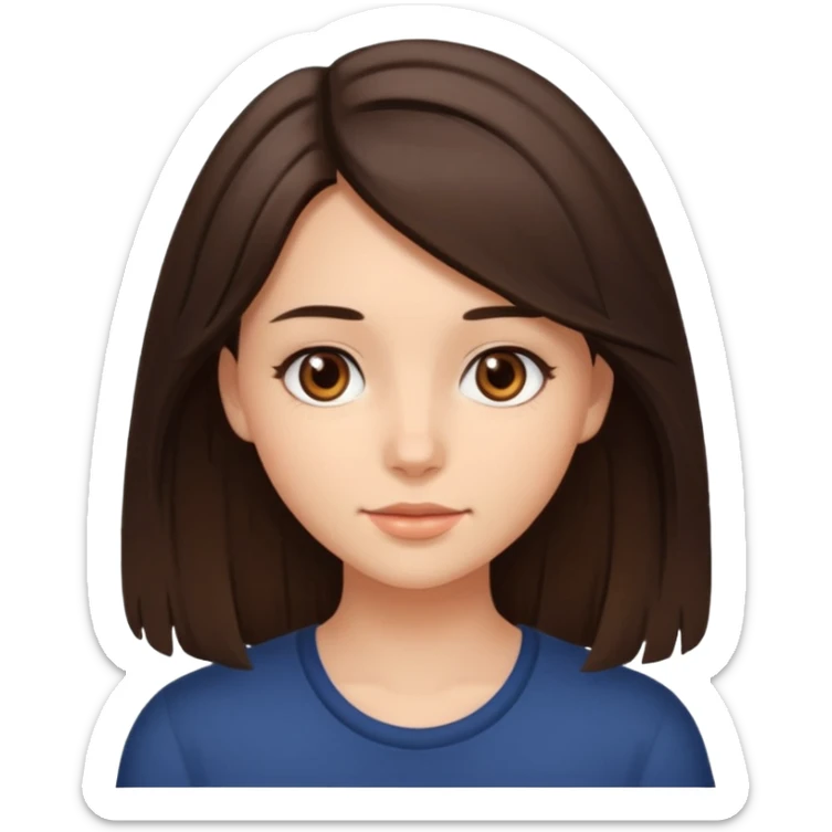 Make me a brunette girl, with brown (dark) eyes and loose, medium-length hair sticker