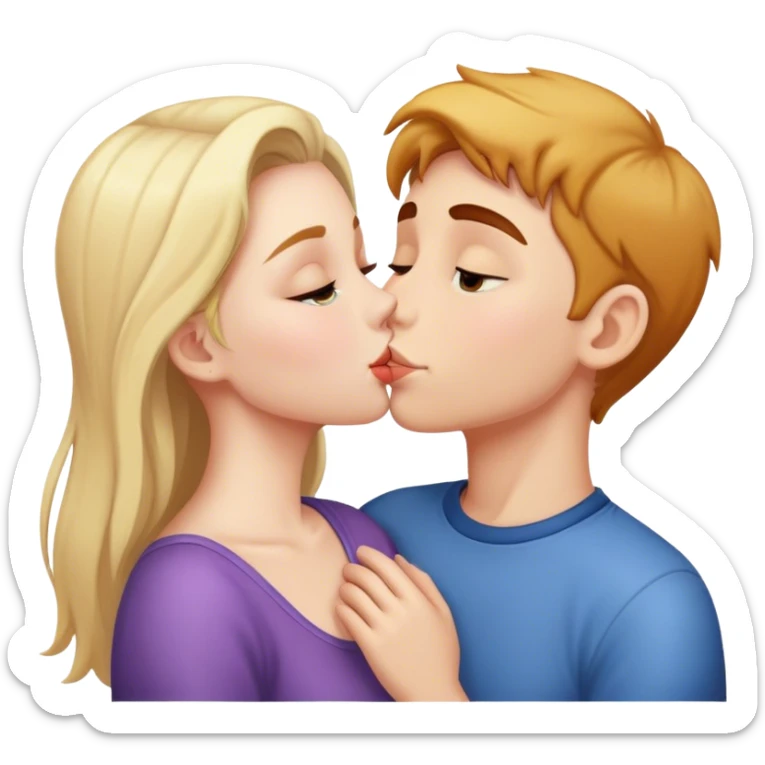 Girl kissing boy sticker
