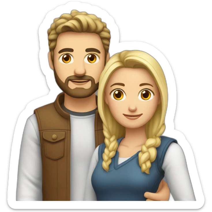 Pareja chica rubia y hombre calvo con barba besándose sticker