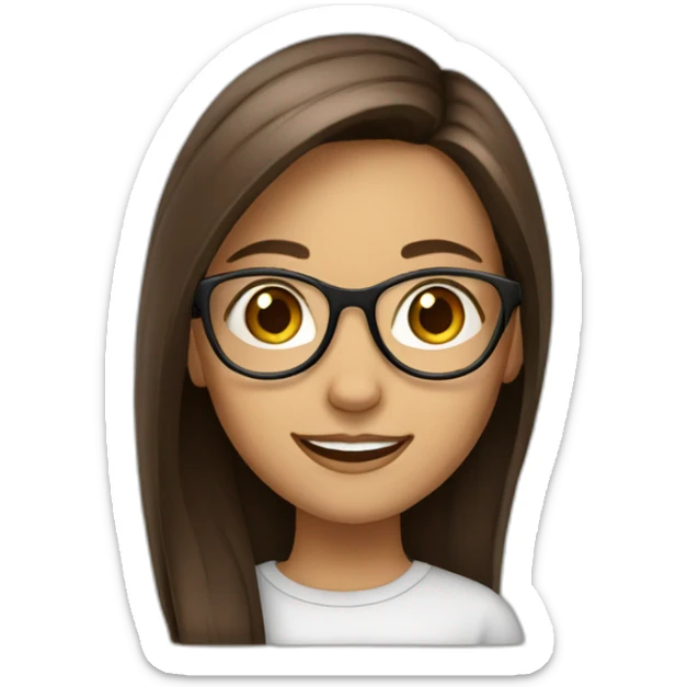 a girl with glasses, smile and long straight brown hair sticker