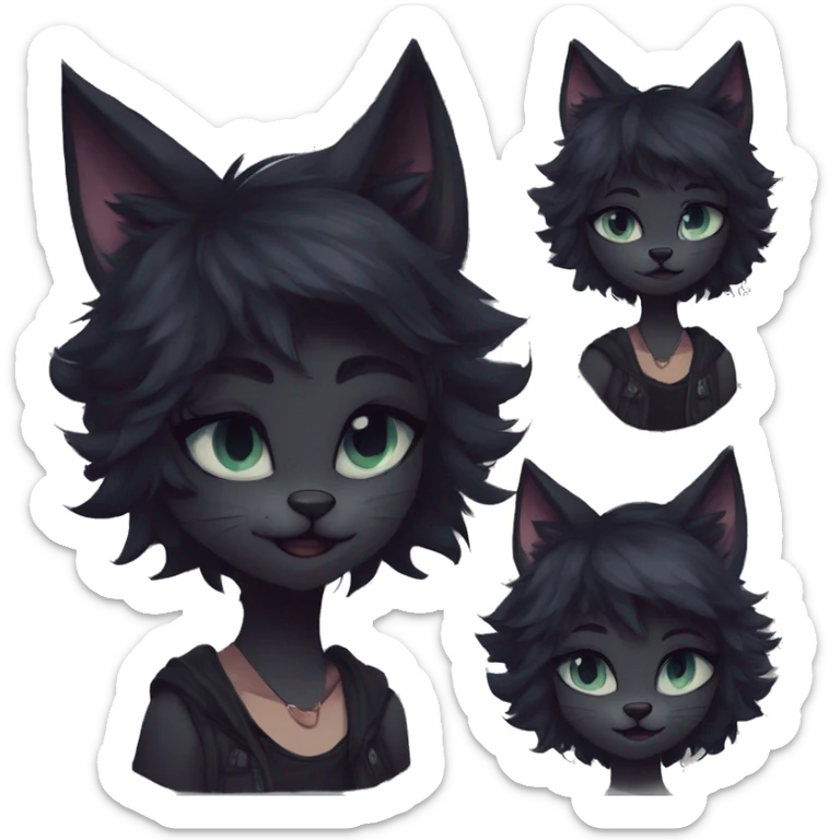 Edgy sharp anthro tomboy black cat furry by Falvie, LiLaiRa, griffsnuff, AngieWolf sticker