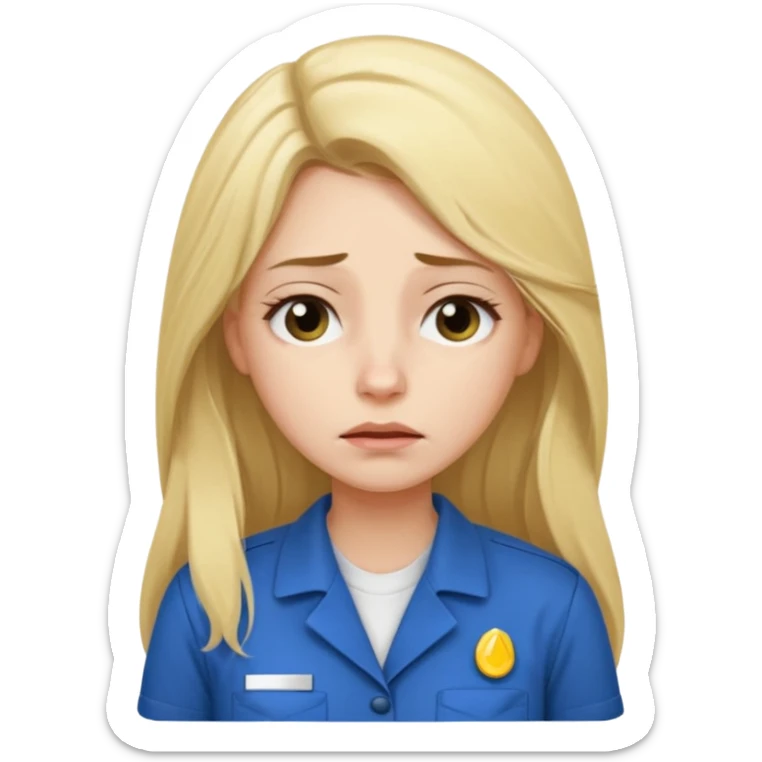 tired blond woman with long hair. she should look like she works in the ffcie  sticker
