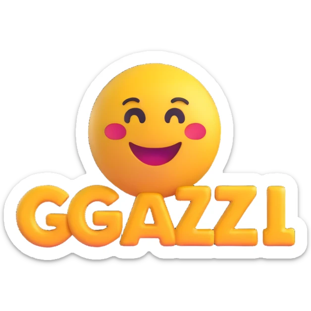 colorful 3D circular emoji with the word 'gáz' in the center in a modern font sticker