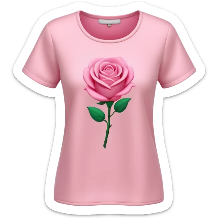 A 3D cartoon rose-pink women’s top with short sleeves, soft fabric texture, gentle lighting, isolated on plain background. sticker