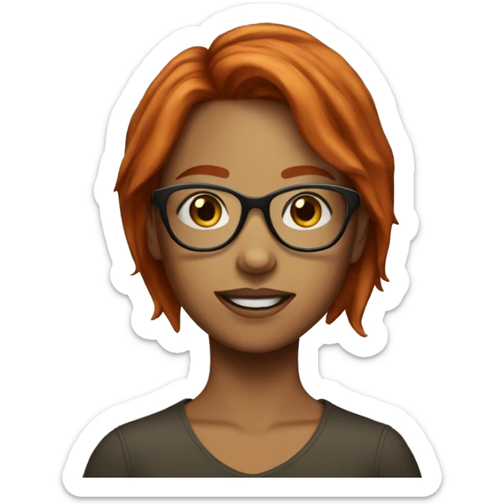 Girl with redish hair and freckles wearing glasses sticker