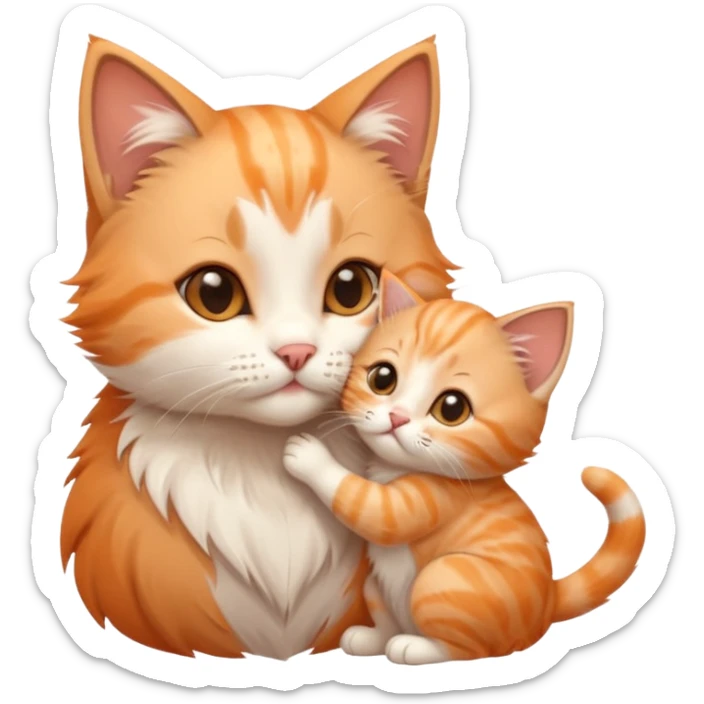 Kitten kissing mommy on the eye with affection and lots of cuteness sticker