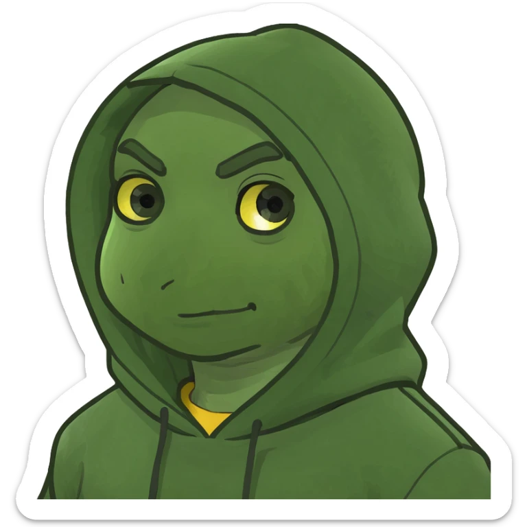 bright and expressive male visionary, fair skin, tousled golden hair, wide joyful eyes, wearing a green hoodie over a yellow tee, one hand raised with a glowing lightbulb, waist-up, front-facing sticker