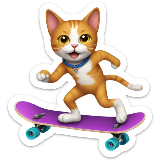 Cat skateboarding  sticker