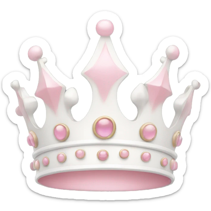 White and pastel pink crown sticker